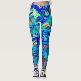 Leggings in de oceaan, schildpadden, leggings, leg