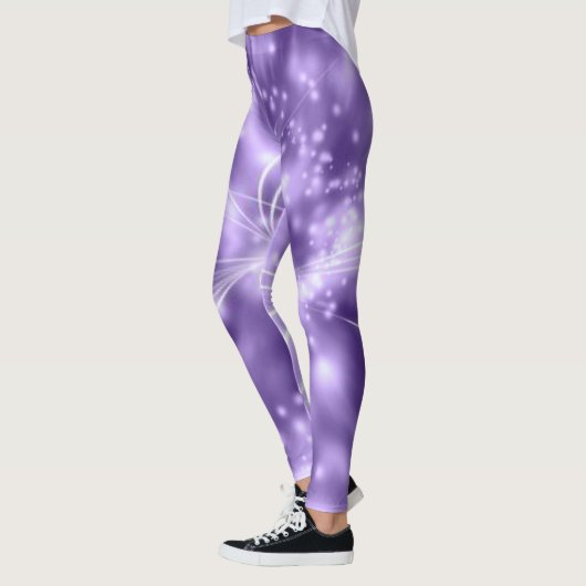 Leggings in paarse/witte kleur met spandex/polyest (Links)