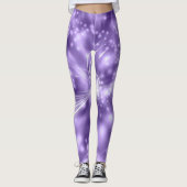 Leggings in paarse/witte kleur met spandex/polyest (Voorkant)