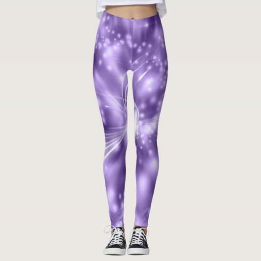 Leggings in paarse/witte kleur met spandex/polyest (Voorkant)