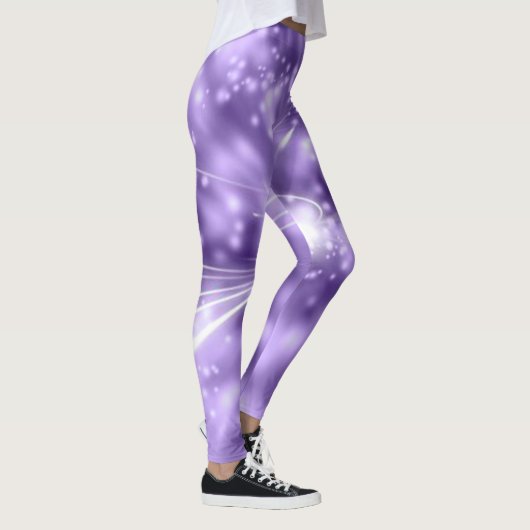 Leggings in paarse/witte kleur met spandex/polyest (Rechts)