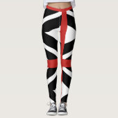 Leggings in zwart, wit en rood. (Voorkant)