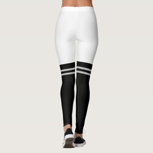 Leggings - Japans Knie Hoge Faux Sokken B/W (Achterkant)