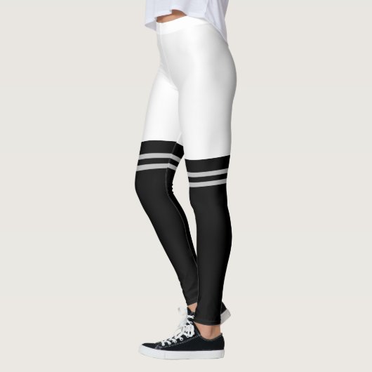 Leggings - Japans Knie Hoge Faux Sokken B/W (Links)