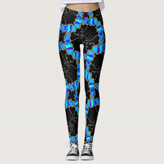 Leggings Jimette Design blauw en zwart (Voorkant)