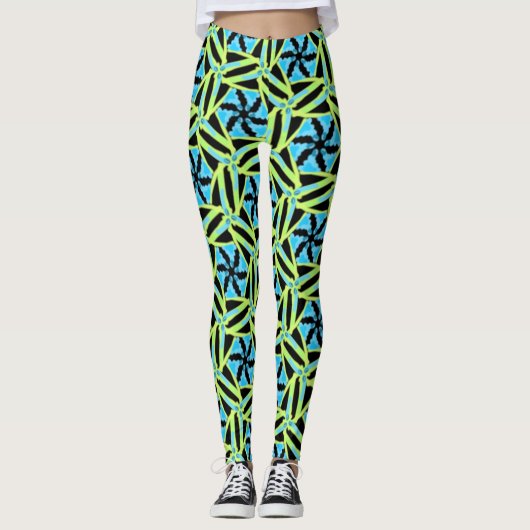 Leggings Jimette Design geel blauw en zwart (Voorkant)