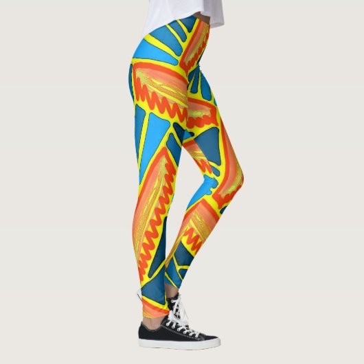 Leggings Jimette Design in oranje geel blauw (Rechts)
