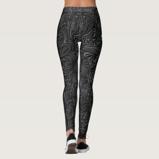 Leggings JOUW NAAM Black Paisley Exercise Pants (Achterkant)