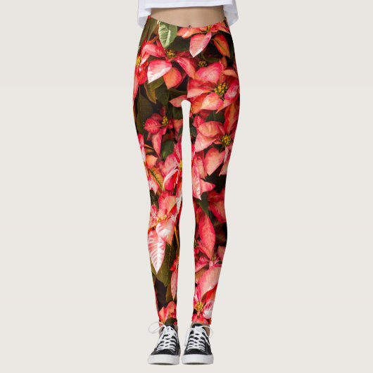 Leggings kerstbloem Poinsettia (Voorkant)