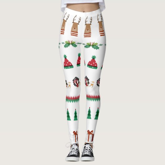 Leggings Kerstboom Santa rendier rood groen (Voorkant)