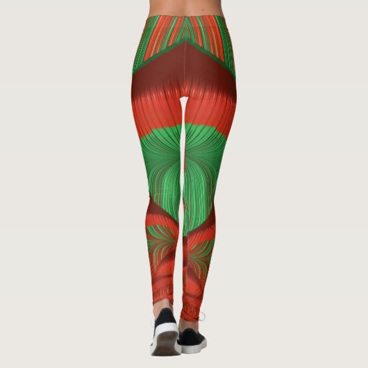 Leggings ~ Kerstrood en groen (Achterkant)