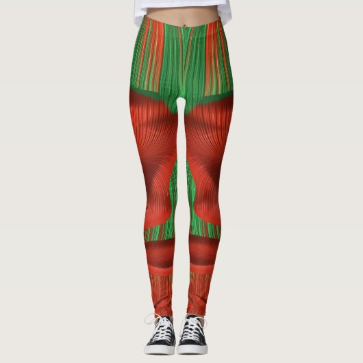 Leggings ~ Kerstrood en groen (Voorkant)