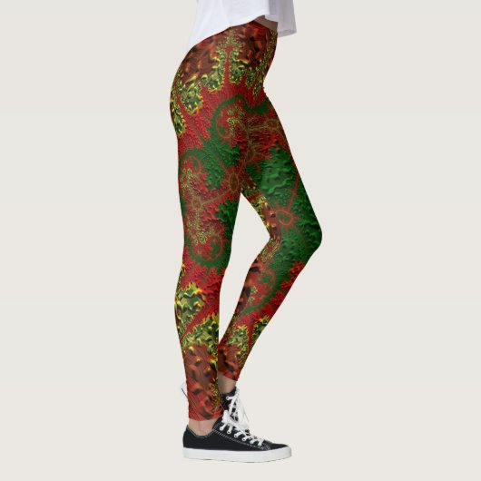 Leggings ~ Kerstrood goud en groen (Rechts)