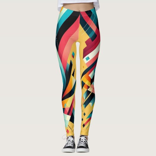 Leggings - Kleurrijk geometrisch ontwerp (Voorkant)