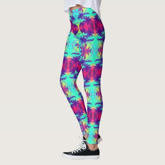 Leggings kosmische Neon Palm Trees Pattern (Links)
