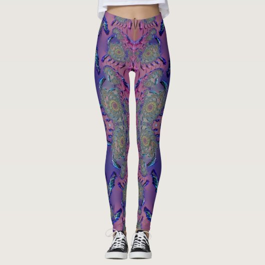 Leggings ~mauve blue green 3D ~ Original (Voorkant)