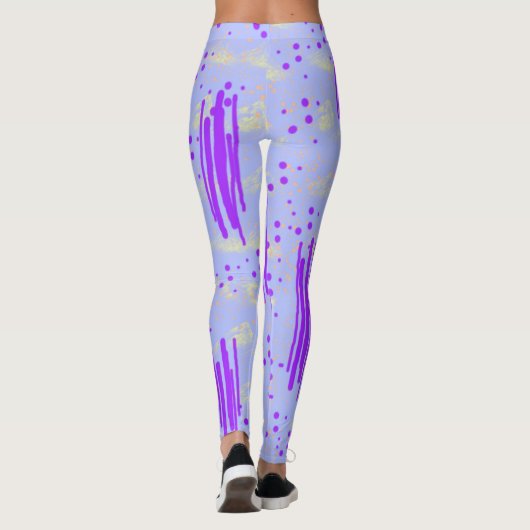 Leggings met Abstract blauw en Paars ontwerp (Achterkant)