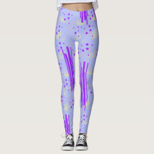 Leggings met Abstract blauw en Paars ontwerp