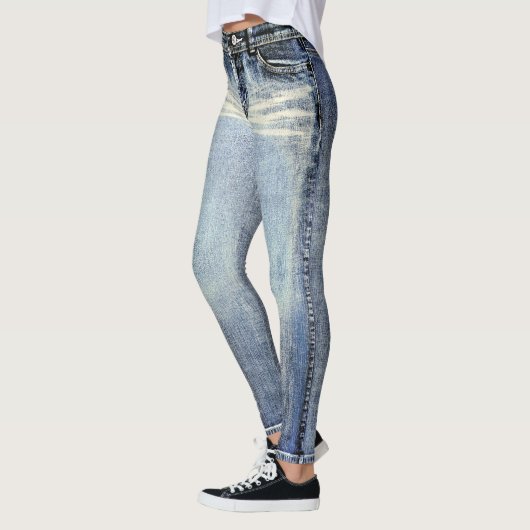 Leggings met all-over print en distressed wash jea (Links)