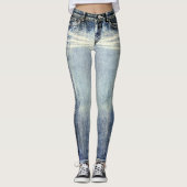 Leggings met all-over print en distressed wash jea (Voorkant)