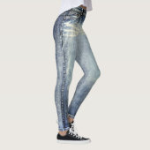 Leggings met all-over print en distressed wash jea (Rechts)