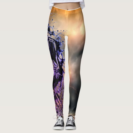 LEGGINGS MET BEHAALDE TIGER EN STORM SKY (Voorkant)