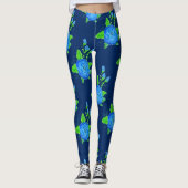 Leggings met blauw Roos (Voorkant)