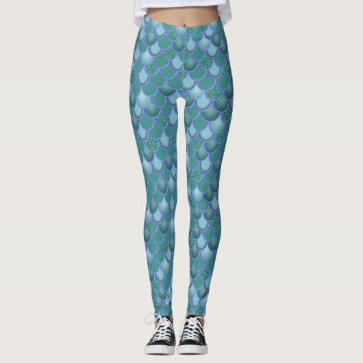 Leggings met blauw Zee (Voorkant)