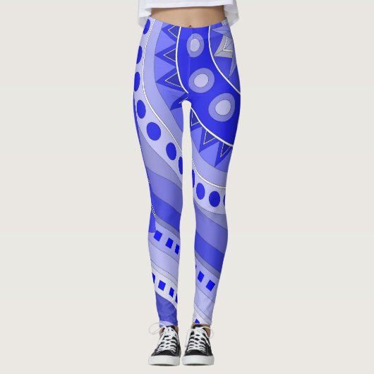 Leggings met blauwe casual kunst (Voorkant)