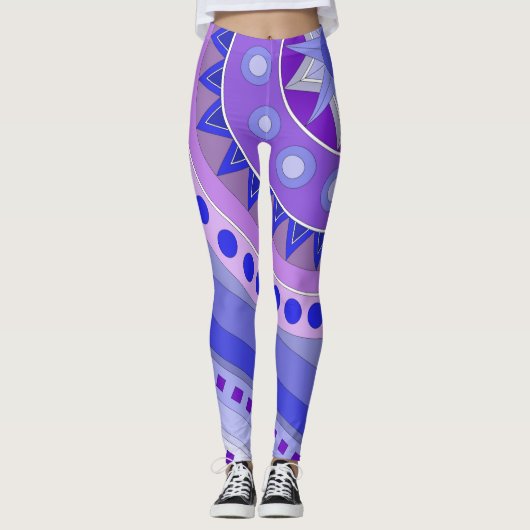Leggings met blauwe casual kunst (Voorkant)