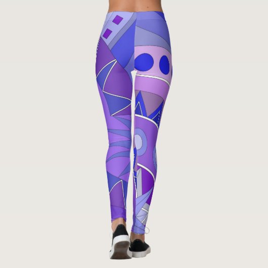 Leggings met blauwe casual kunst (Achterkant)