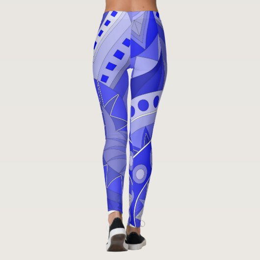 Leggings met blauwe casual kunst (Achterkant)