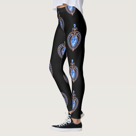 Leggings met blauwe diamanten harten (Links)
