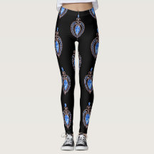 Leggings met blauwe diamanten harten