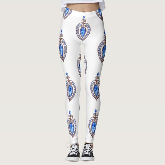 Leggings met blauwe diamanten harten (Voorkant)
