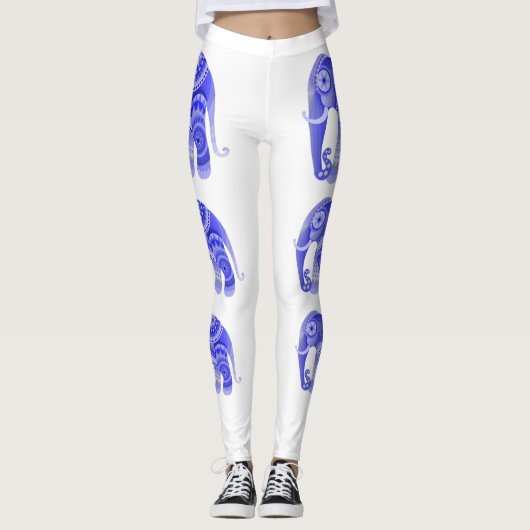 Leggings met blauwe olifant (Voorkant)