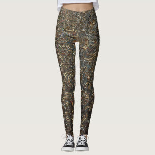 leggings met bronzen monochrome kleurpatronen