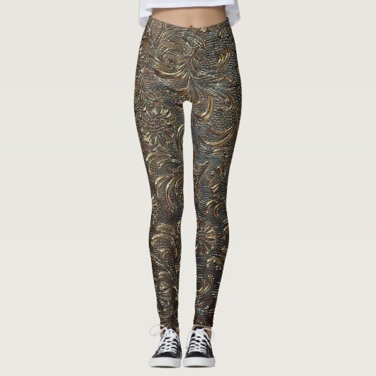 leggings met bronzen monochrome kleurpatronen (Voorkant)