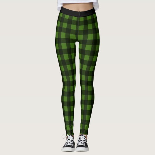 Leggings met buffels voor zwarte en groene cheque (Voorkant)