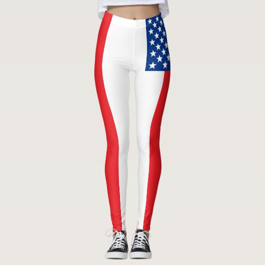 LEGGINGS met de rode en blauwe vlag van de VS (Voorkant)
