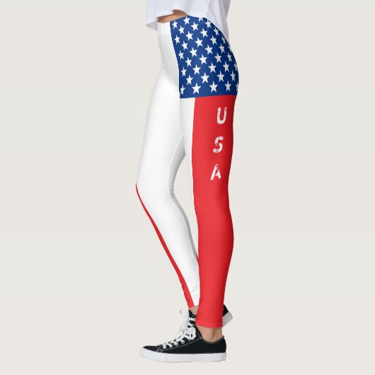 LEGGINGS met de rode en blauwe vlag van de VS (Links)