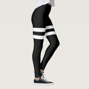 Leggings met dubbele dikte, zwart-wit, gestreept Y