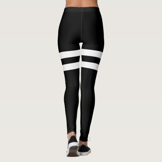Leggings met dubbele dikte, zwart-wit, gestreept Y (Achterkant)