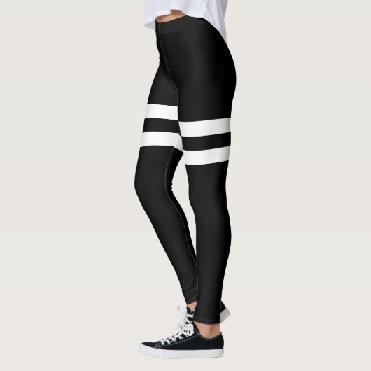 Leggings met dubbele dikte, zwart-wit, gestreept Y (Links)