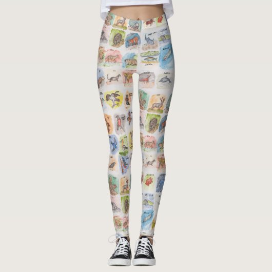 Leggings met eekhoorns en andere dieren (Voorkant)