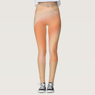 Leggings met een abstract perzikkleurig ontwerp