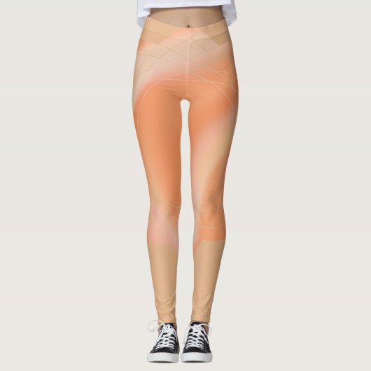 Leggings met een abstract perzikkleurig ontwerp (Voorkant)