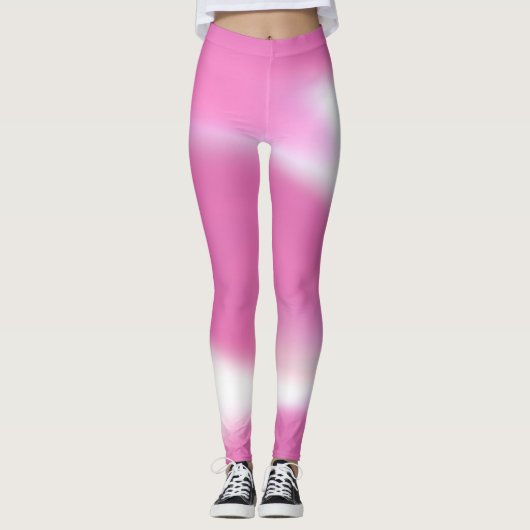 Leggings met een abstract roze en wit ontwerp (Voorkant)