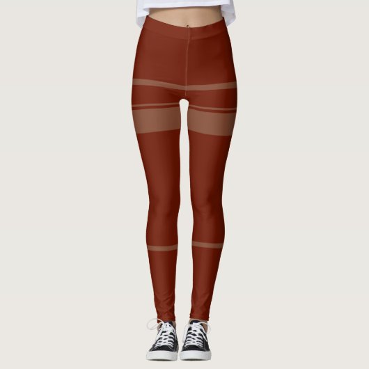 Leggings met een bruin Stripe Art Pattern (Voorkant)