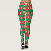 Leggings met een feestelijk rood en groen argyle (Achterkant)